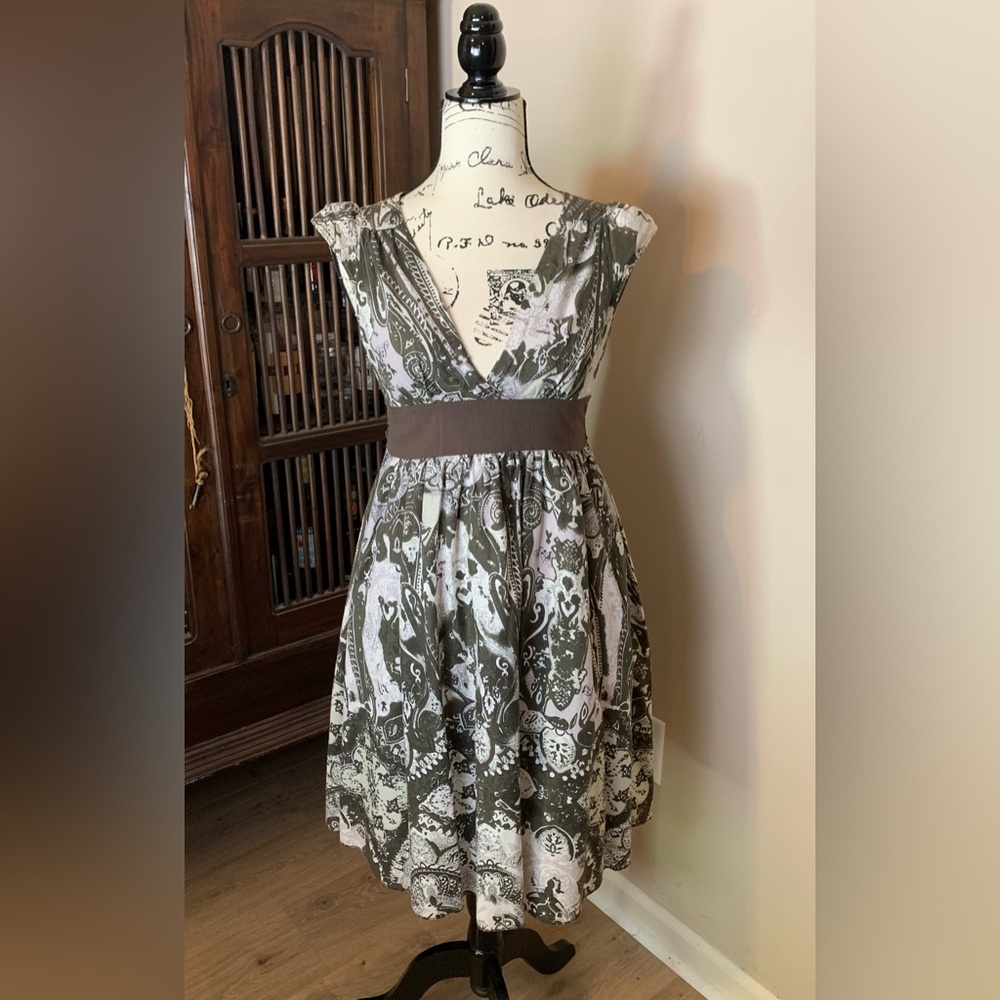 Derek Heart Brown Cotton Floral Sleeveless Dress